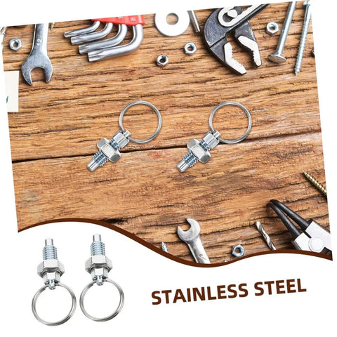 Premium Stainless Steel Spring Plungers 4 Pack Pull Type Indexing Pins showcased on wooden table with tools.