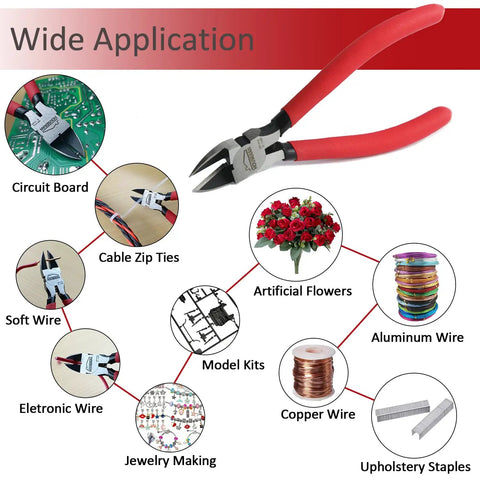 6 Inch Diagonal Wire Cutters With Spring Loaded Action Beefy Build And Flush Cut Pliers High Carbon Steel Non Slip Red Handle