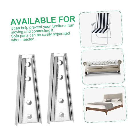 Heavy Duty Iron Sofa Connectors for Sectional Furniture showing two interlock brackets to prevent furniture movement.