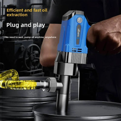 Heavy Duty Electric Drum Pump 2890W, Stainless Steel Construction With 3 Meter Hose, 90L Min Flow Rate in use for oil extraction.