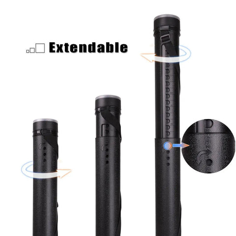 Bulletproof Extendable Poster Storage Tube With Quick Grip Straps And Easy Peasy Adjust From 24 To 40 Inches For Blueprints Artwork Maps And Rolled Posters In Matte Black Case adjustable extension mechanism close-up.