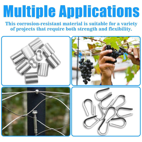 Stainless Steel Wire Rope Cable For Outdoor String Lights 3/16 Inch Vinyl Coated Weatherproof With Galvanized Core And PVC Jacket 50Ft To 200Ft Lengths No Fuss Plug And Play Suspension For Quick Setup Durable And Rust Resistant used for various applications.