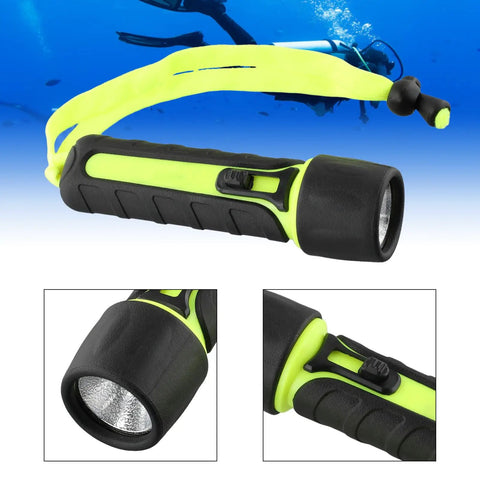 Diving Flashlight Waterproof 8000LM LED Scuba Underwater Torch Light Lamp 50M Range with bright yellow accents and safety strap.