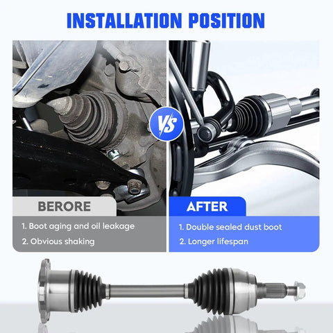 Chevrolet Silverado Suburban Avalanche Tahoe 07-13 Front Left Or Right CV Axle Shaft Driver And Passenger Side CV Joint Shaft Kit For Cadillac Escalade ESV EXT 07-13 And GMC Sierra 1500 Yukon, front CV axle with sealed boots