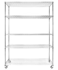 Rugged Five Tier Heavy Duty Wire Storage Rack On Wheels With Shelves Rust Resistant Steel Waterproof Liners NSF Certified Stable