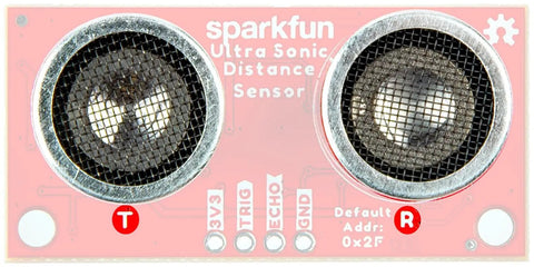 Front view of SparkFun Ultrasonic Distance Sensor HC SR04 Non Contact Range Finder For 3.3V Microcontrollers, Qwiic Compatible