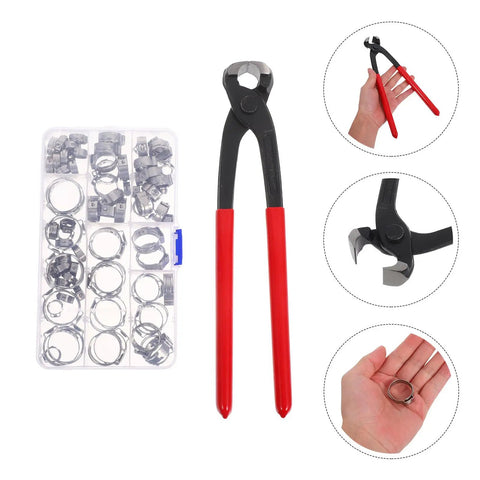 Heavy Duty Stainless Steel Ear Hose Clamp Kit With Pliers For Garden And Industrial Pipes 6 To 23.5mm Super Tough Durable Clamps That Last, kit with pliers and assorted clamps