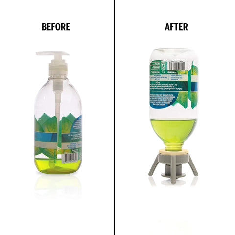 Before and after image showing Snag Every Last Drop Is A Total Game Changer Zero Waste Bottle Squeezer for shampoo.