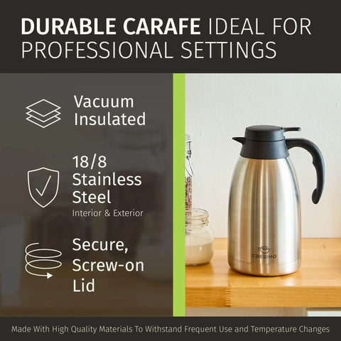 Thermal Coffee Carafe 68 Ounce 2 Liter Insulated Stainless Steel Beverage Dispenser Keeps Coffee Tea Cocoa Hot Up To 12 Hours