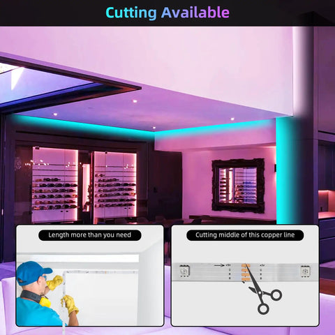 150 Foot RGB LED Strip Lights With Music Sync App Control And Remote Color Changing LED Tape For Bedroom Indoor Lighting