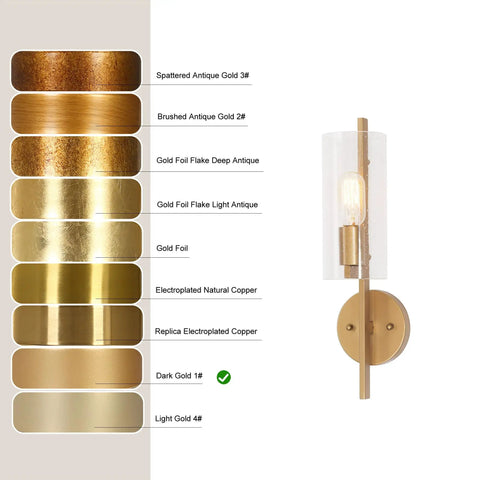 Dope Dark Gold Wall Sconce With Seedy Glass Shade For Bathroom And Hallway, Handmade Textured Gold Finish Vanity Light shown in color options