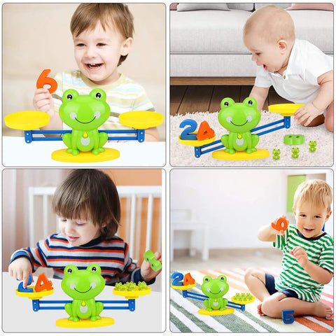Alt Tag: Tot Approved Montessori Math Learning Kit Featuring Dope Frog Shaped Pieces To Boost Preschool Numeracy Foundation used by kids.