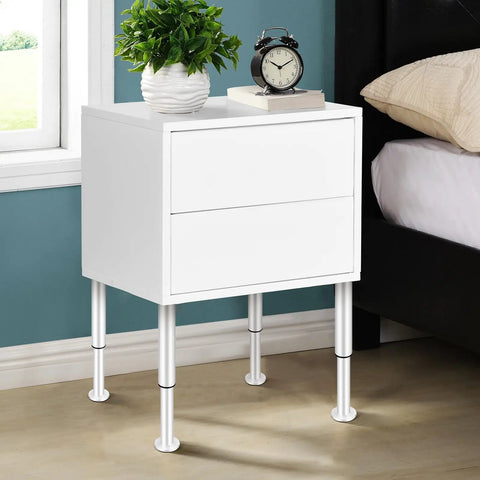White nightstand with 4 Pack Adjustable Furniture Legs For Sofa And Cabinets Telescopic Steel Cabinet Feet With High Load Capacity
