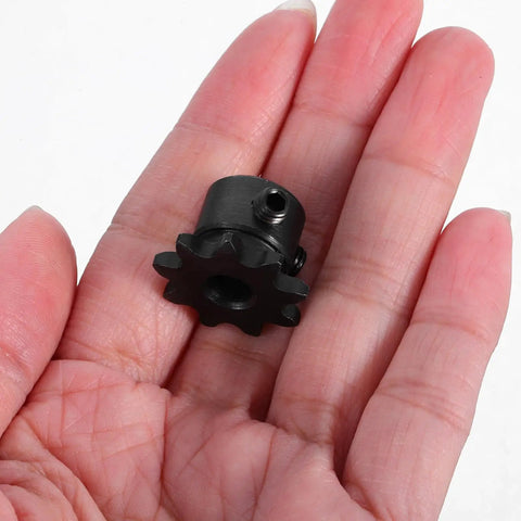 Compact one quarter inch 9 tooth carbon steel sprocket wheel for single strand rollers, designed for humid conditions