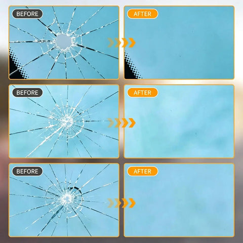 Chip And Crack Repair Kit For Windshields And Screens 2 Pack Quick DIY Fix For Bulls Eye And Star Shaped Cracks Before and After