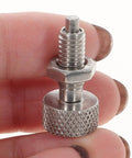 Heavy Duty Retractable Spring Plunger Kit Stainless Steel Locking Pins with knurled grip in hand, showcasing durable design.