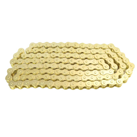 Gold 530 Chain Kit With 120 Links, Universal Fit For 50cc-212cc Motors, Plug‑And‑Play Setup, shown coiled on white background.