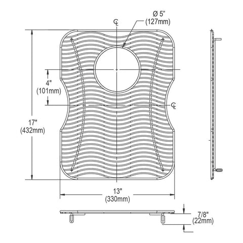 Diagram of Stainless Steel Bottom Grid For Select Sinks, Custom Sized, Heavy Duty, Corrosion Resistant Footed Protector, 13x17 size