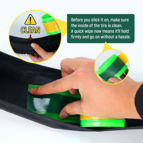 Applying Self-Adhesive Fat Bike Tire Liner TPU Puncture Protector For 20 To 26 Inch Fat Tires on inner tube for protection