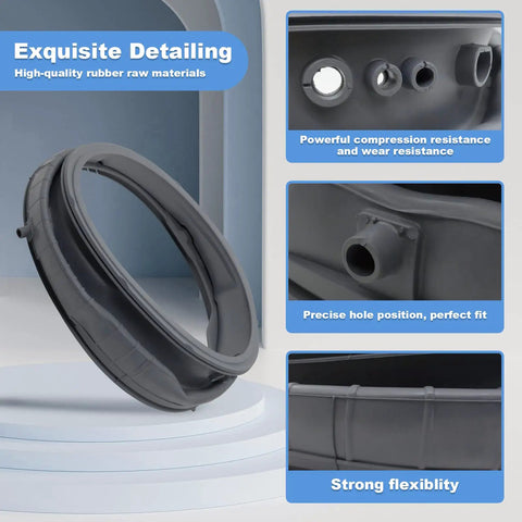 Replacement Door Boot Seal Gasket MDS47123605 For Front Load Washers showing rubber material and detailed features