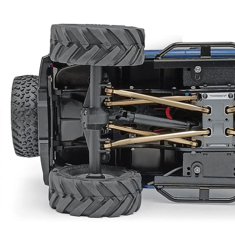 Close-up of Brass High Clearance RC Link Set For SCX24 1/24 Crawler Cars AXI00001 AXI00002 AXI00006 Upgrade Linkage undercarriage view