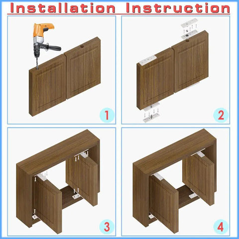 Installation steps for Heavy Duty 360 Degree Cabinet Pivot Hinge Smooth Spinning 304 Stainless Steel Secret Door Fixture.