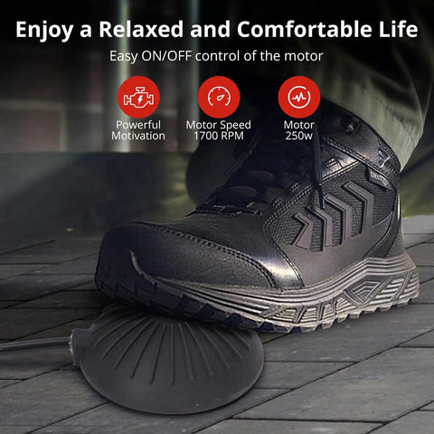 Foot triggering control for Heavy Duty Electric Drain Cleaning Machine Paired With A Badass Sewer Snake Auger.