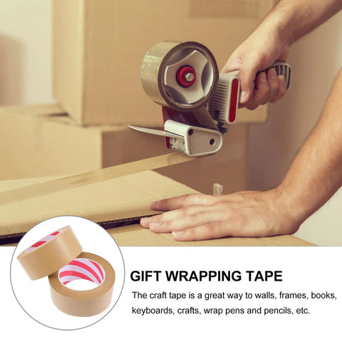 User sealing a box with 2 Pack Kraft Paper Packing Tape Water Resistant Sealing Tape for Shipping and Home Use Hand Tearable Brown Box Tape