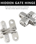 Hidden Gate Hinge Set For Cabinets 1-3/4 Inch Invisible Hinge With Concealed Barrel 180 Degree Opening 6 Pack With Screws