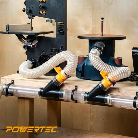 Installed Two And A Half Inch Y Fitting For Dust Collection Hose Connector Two And A Half Inch Y Splitter For Workshop Dust System
