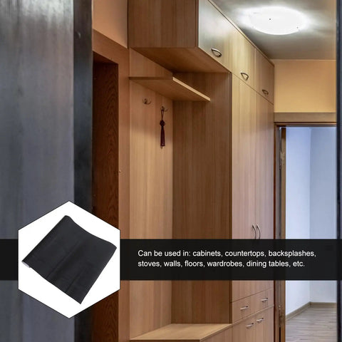 Self Adhesive Wood Grain Vinyl Wraps For Cabinets And Walls Removable Peel And Stick Furniture Cover shown on wooden cabinetry.