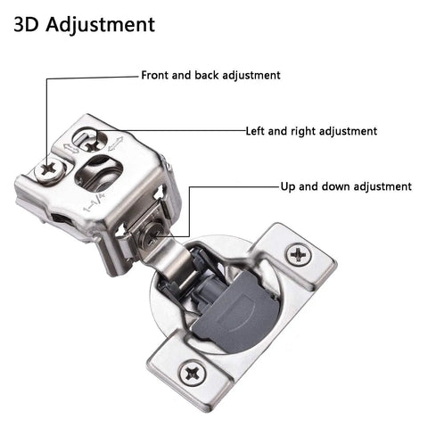 Forty Pack Pro Grade Soft Close Cabinet Hinges For Face Frame Doors One Quarter Inch Overlay Satin Nickel with 3D adjustment features.