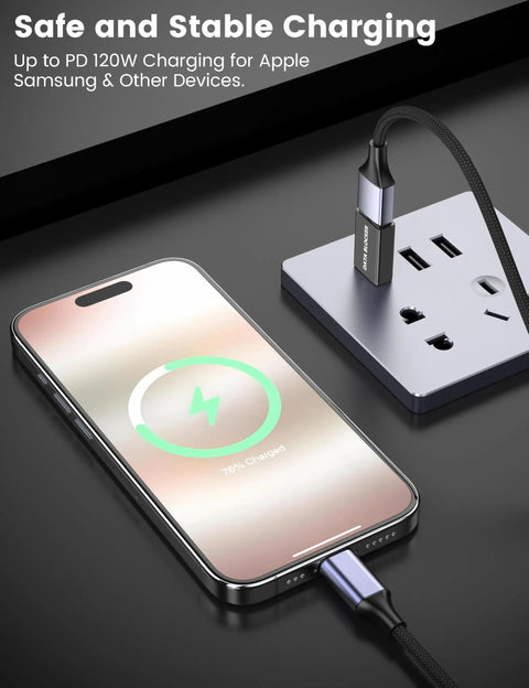 Image of 5 Pack Usb Data Blocker Adapter Usba To Usba Charge Only Security Dongle Stops Juice Jacking Lock In Your Private Files For Iphone Android And Tablet Black Zero Stress Travel Gear charging an Apple phone.
