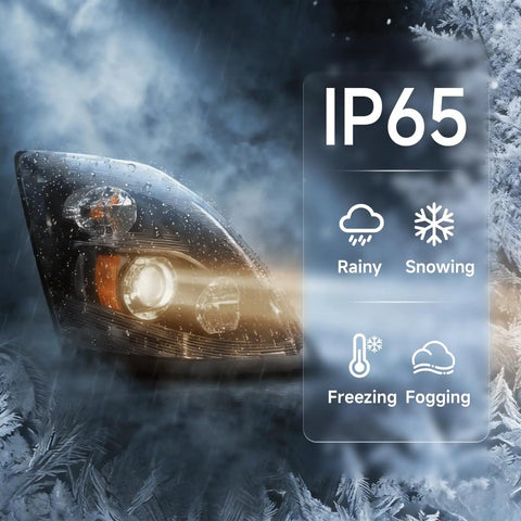 Volvo VNL Headlights Pair 2004-2018 With All Bulbs Included, 12V Plug And Play, Waterproof IP65, in snowy environment