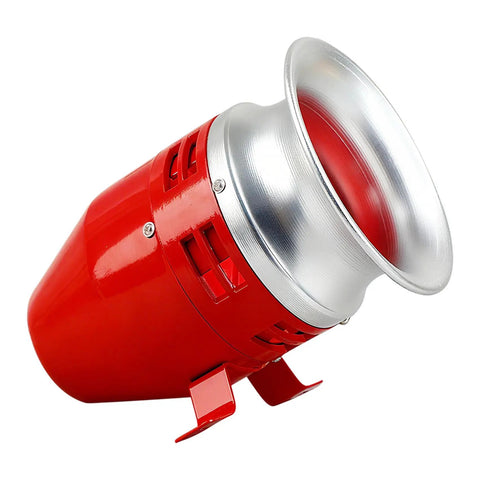Heavy Duty 24V DC Motor Siren Featuring Rock Solid Metal Housing For Industrial Security And Emergency Warning Systems delivering a loud 125db tone.