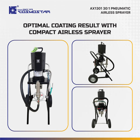 Straight Up Heavy Duty Pneumatic Airless Sprayer With 4600 Psi Max Pressure Delivering Badass Performance For Paint Projects on rolling cart.
