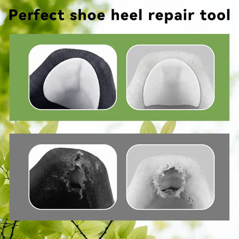 Straight Up Fix For Tattered Soles, 8 Piece White Microfiber Shoe Repair Patches on shoe heel repairs and damage.