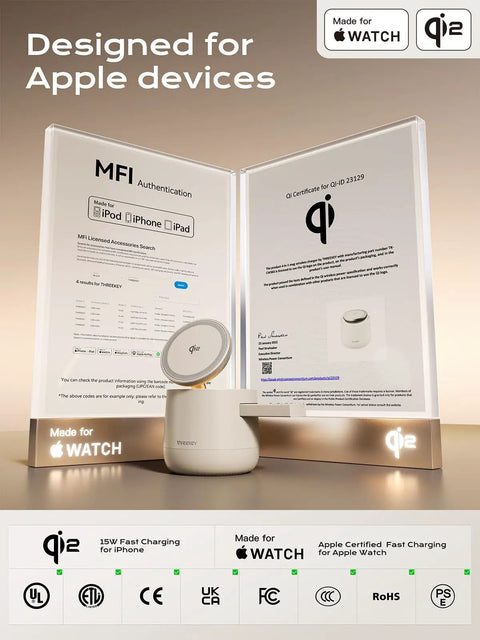 4 In 1 Qi2 Magnetic Wireless Charging Station For MagSafe, 15W Fast Charger With Apple Watch Module, MFi Certified documents