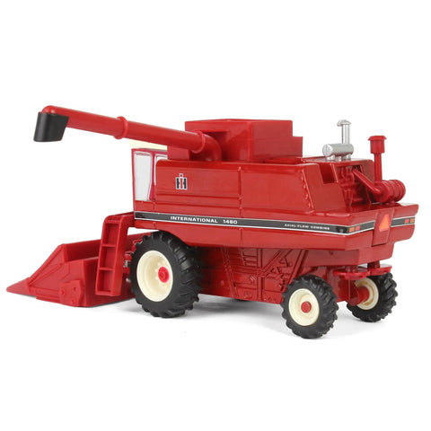 International Harvester 1460 Combine Die Cast Model One Sixty Fourth Scale With Rear Wheel Assist And Interchangeable Corn Head