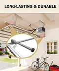 Beefed Up Heavy Duty Garage Door Pusher Springs Pair For Opener System Left And Right Plunger Bumpers 20 Inch Cable Protection Durable Replacement Parts For Smooth Quiet Garage Door Operation in a residential garage setup, emphasizing durability.
