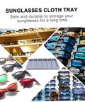 Solid Six Grid Sunglasses Storage Plate And Jewelry Display Box For Women Totally Fresh Fashion Organizer With Scratch Proof Surface Killer Desk Accessory Tray And Heavy Duty Travel Case Absolute Must Have Companion showing sunglasses and organizer tray.