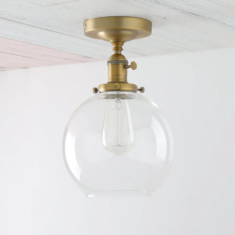 Retro Glass Globe Pendant Light One Light Ceiling Fixture With Rustic Charm And Retro Vibe, E26 Socket, 7.9 Inch Clear Globe
