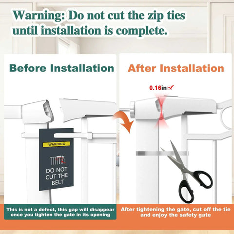Installation guide for Extra Wide Press Mounted Baby Gate For Indoor Openings 65 To 68 Inches Walk Through No Drill Easy Install