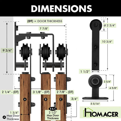 Black Rustic Triple Track Bypass Sliding Barn Door Hardware Kit For Three Interior Doors Nine Foot Flat Tracks Fits Door Thickness 1 3 8 Inch To 1 3 4 Inch Doors Not Included No Fuss Easy Glide Heavy Duty Home Upgrade