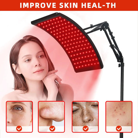 Game Changer Red Light Therapy Lamp With Adjustable Stand delivers 660Nm visible red and 850Nm infrared rays for skincare.