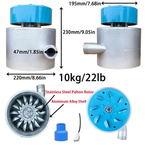3000W Micro Hydroelectric Generator Portable Water Turbine For Home And Outdoor Use 110V 230V Output With Ballast And 110mm Inlet Fitting Powerhouse Hydroelectric Turbine For Off Grid Living