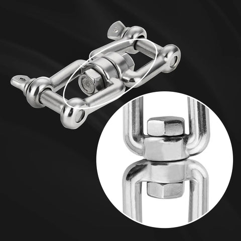 Double Shackle Swivel For Boat Set In Four Sizes One Quarter Inch Five Sixteenth Inch Three Eighth Inch One Half Inch Marine Grade 316 Stainless Steel Jaw To Jaw Anchor Chain Connector 2 Pack close-up view