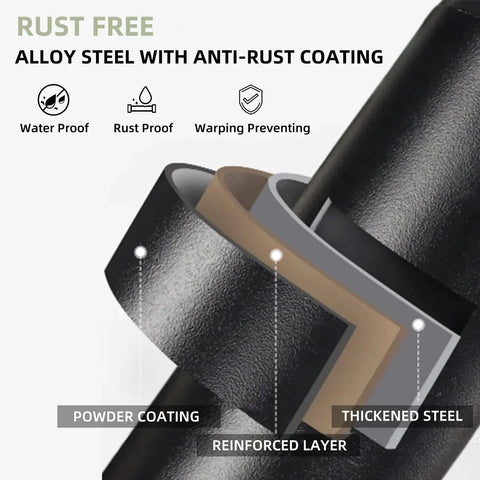 Close-up of Badass Heavy Duty Drywall Cart And Folding Panel Dolly coating details showing anti-rust alloy steel and powder coating.