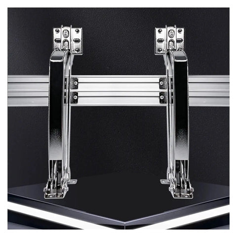 Lowkey Silent 180 Degree Parallel Opening Door Hinge Featuring Heavy Duty Steel Build And Integrated Soft Close Buffer For Smooth Motion and Hassle Free Installation on black background.