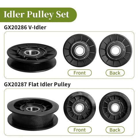 Beefed Up Replacement V Idler Pulley And Flat Pulley Kit For Lawn Mower Replaces OEM Part Numbers And Fits D140 D130 D100